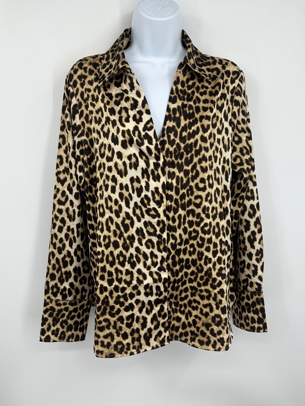 H&M Leopard Print Button Up Shirt Size Medium Boho New With Tags
